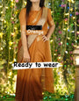 1 Minutes Ready to Wear Orange Chiffon Gold Zari Patta Trending Saree